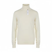 CALVIN KLEIN Merino Rws Turtle Men Jumper L White Knitted Logo Pullover RRP189