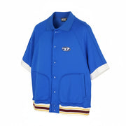 DIESEL S-Bolin Mens Sweatshirt M Blue Short Sleeve Snap Buttons Polo RRP175