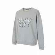 DENHAM Blue City Women Sweatshirt S Grey Cotton Logo Crewneck Long Sleeve