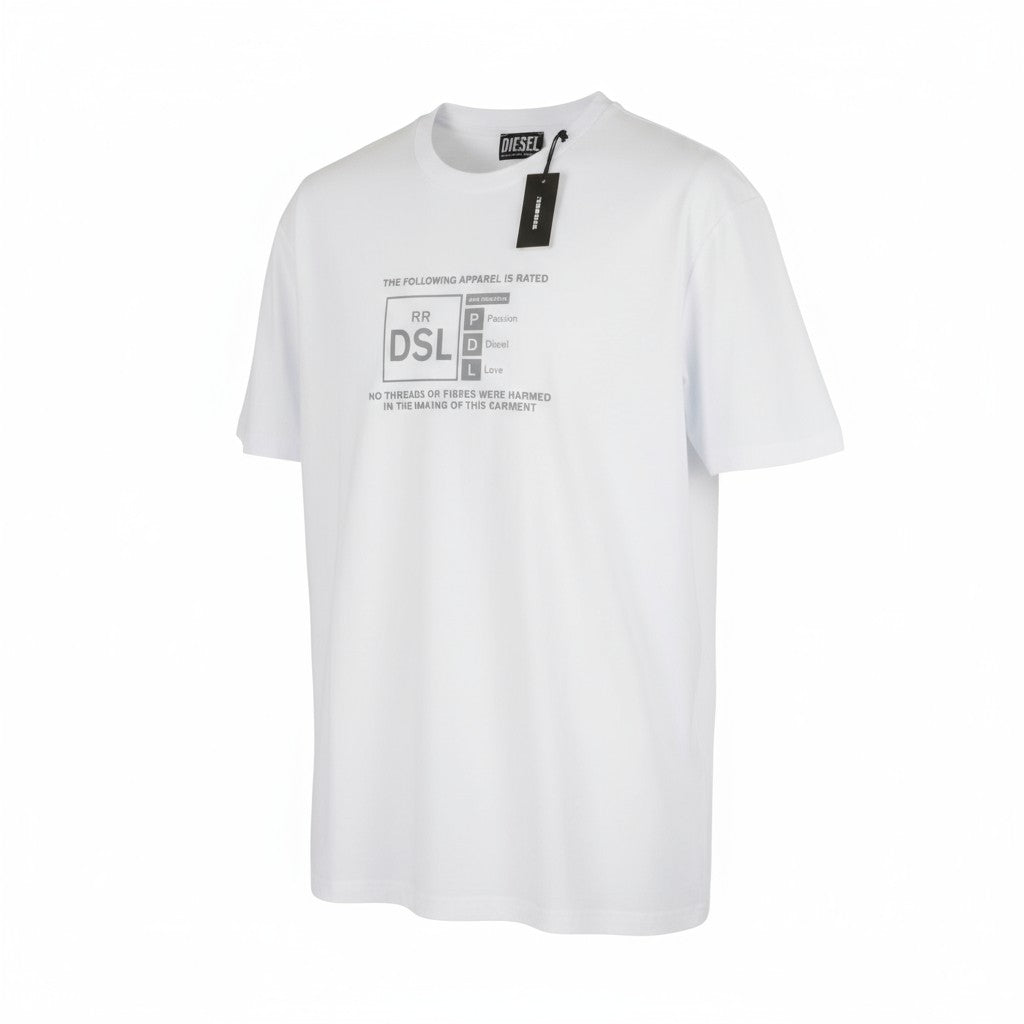 DIESEL T-Just-A35 Men T-Shirt 2XL Short Sleeved Crew Neck Front  Tricot White