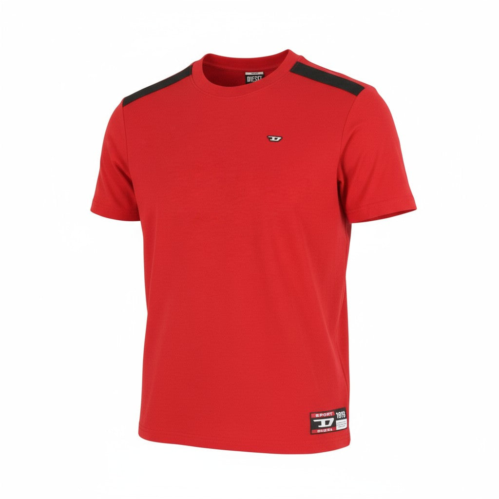 DIESEL Amtee-Freasty-HT04 Men T-Shirt L Sport Short Sleeved Crew Neck Logo Red