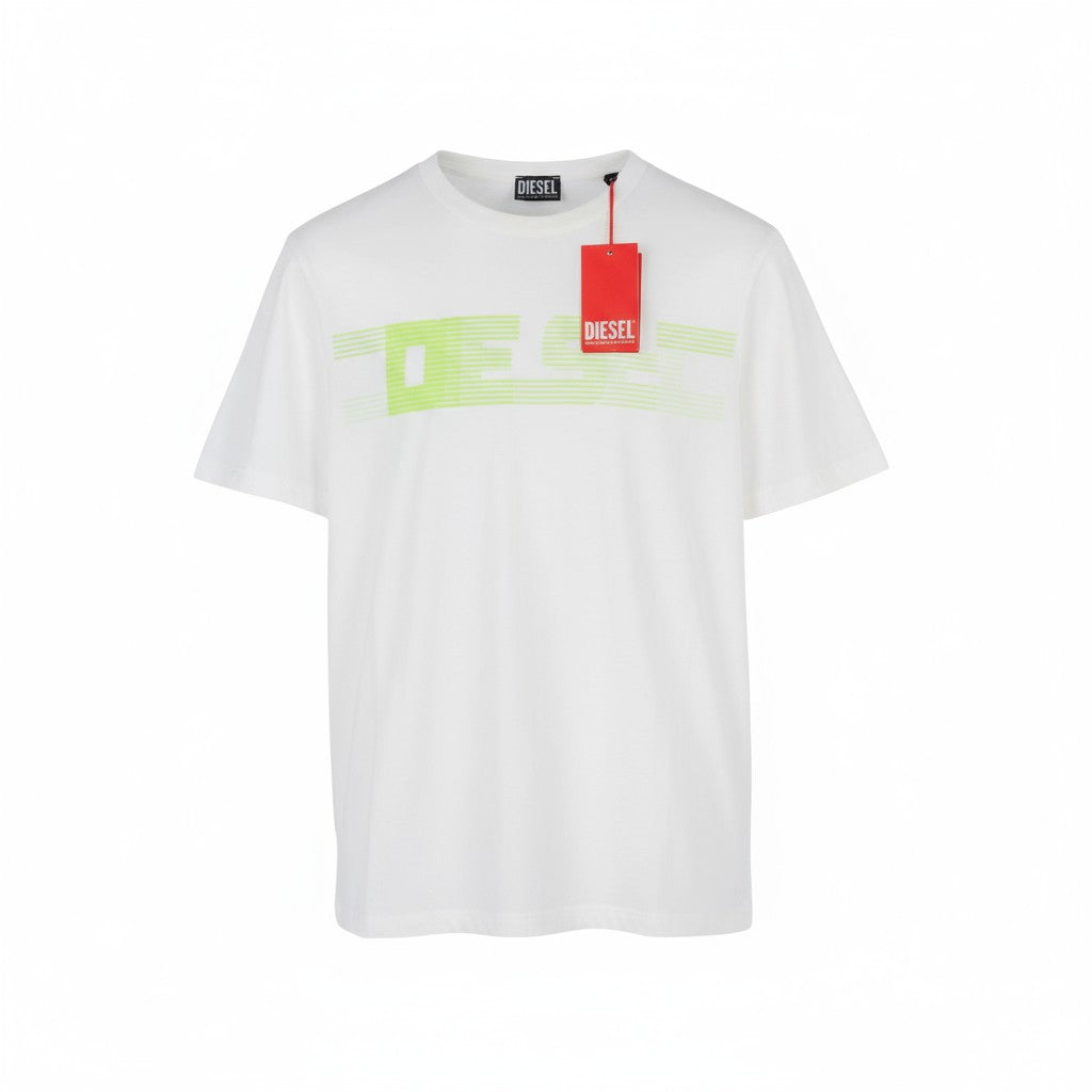 DIESEL T-Just-E19 Men T-Shirt M Short Sleeved Crew Neck Front  Tricot White