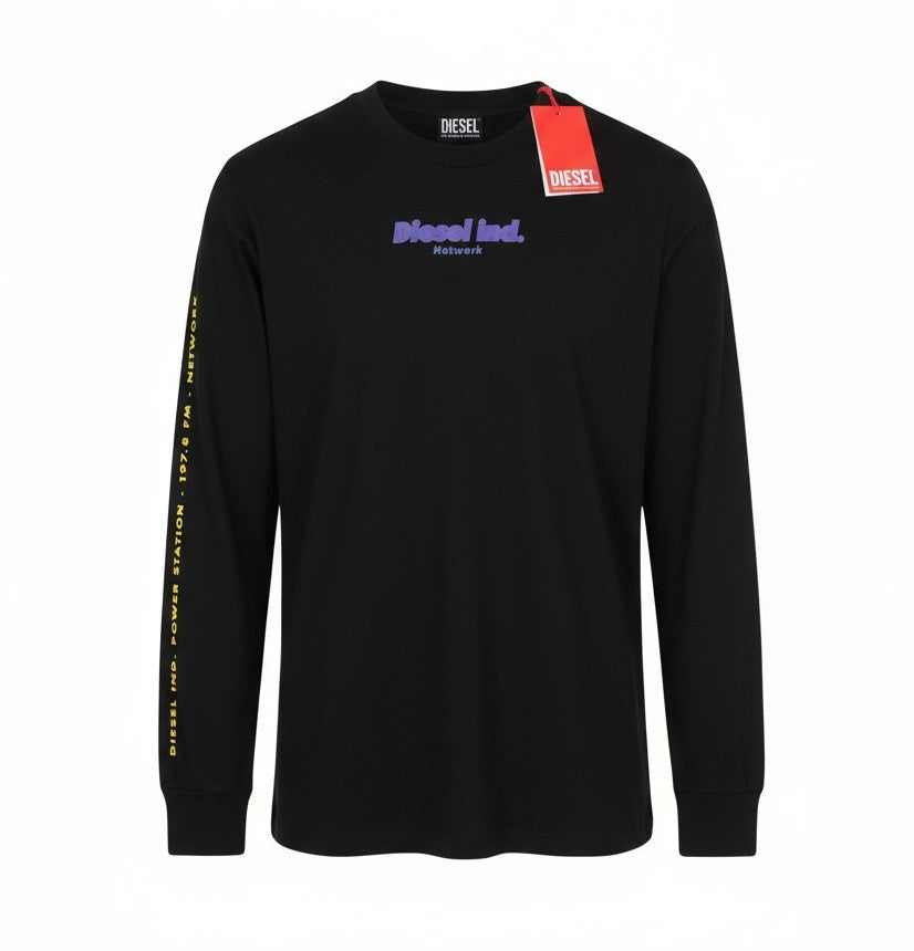 DIESEL T-Just-LS-E4 Men's T-Shirt L Black Lon Sleeve Crew Neck Tricot RRP€80