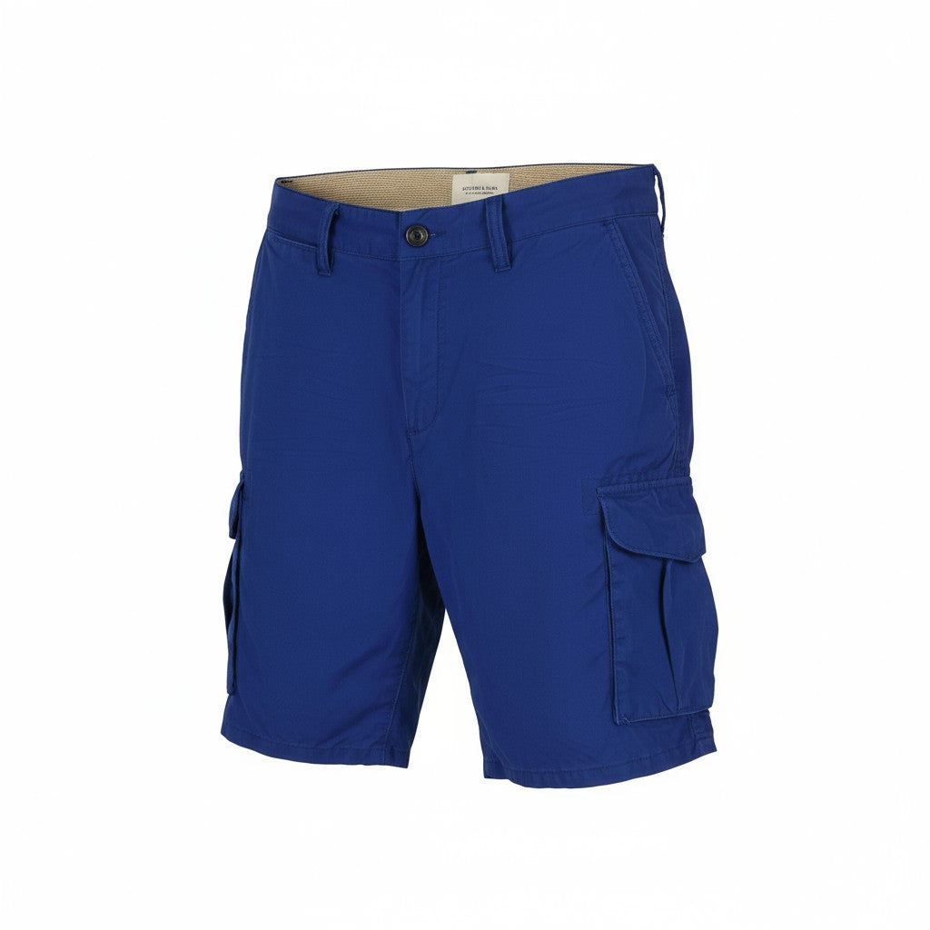 SCOTCH & SODA Men's Shorts W31 Blue Cargo Zip Fly 5-Design Pockets Logo Casual