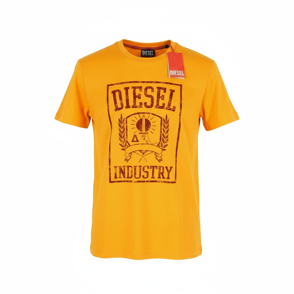 DIESEL T-Diegor-E10 Men T-Shirt M Orange Short Sleeved Crew Neck Tricot Logo