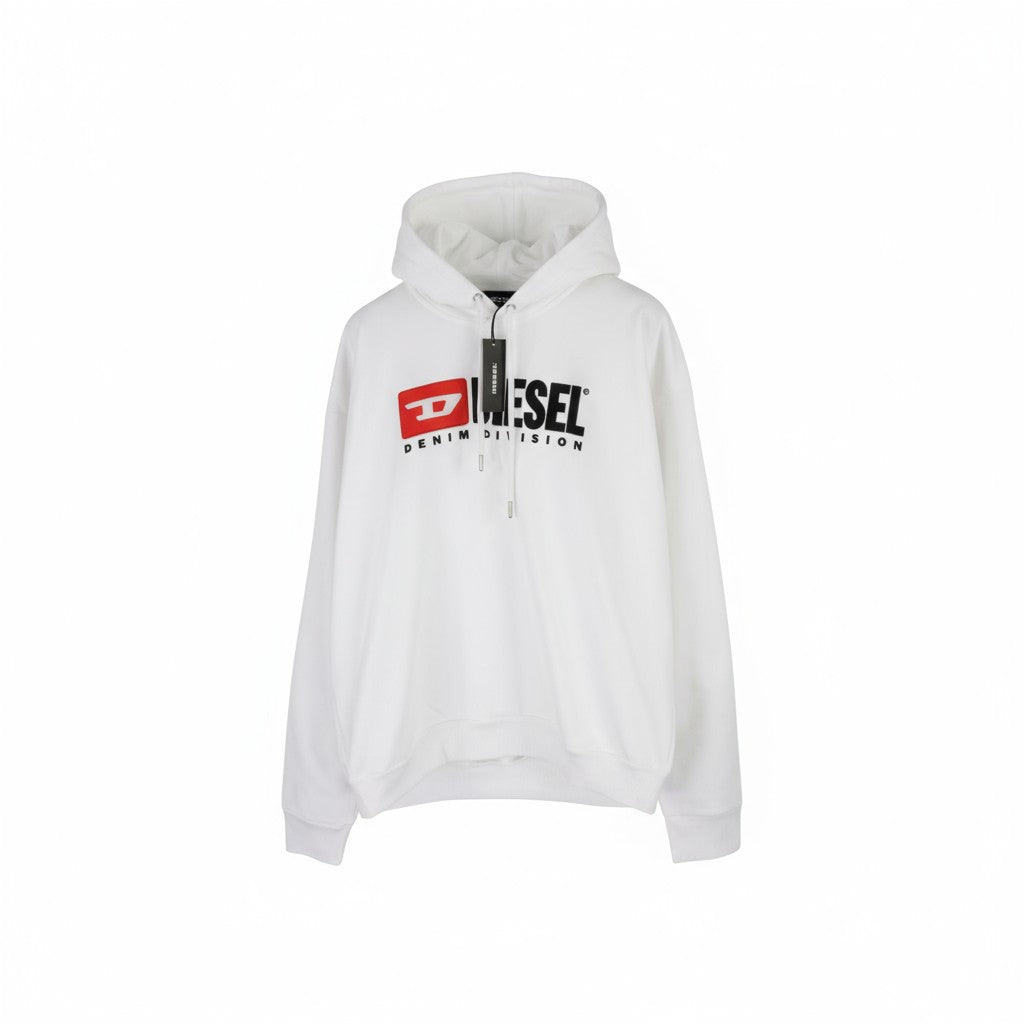 DIESEL S-Division Men Hoodie XL White Pullover Oversize Front RRP€140 Hooded