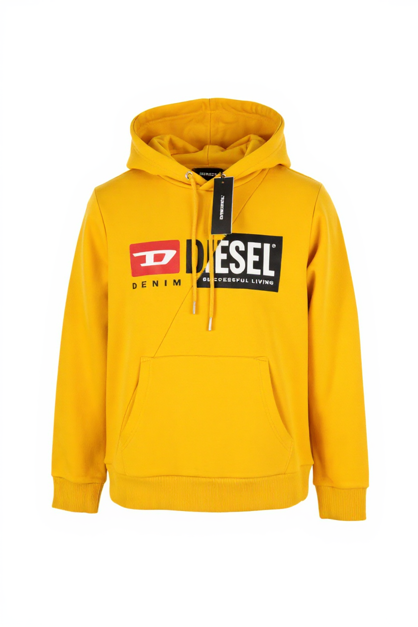 DIESEL S-Girk-Hood-Cuty Men Hoodie S Yellow Pullover Kangaroo Oversized RRP140