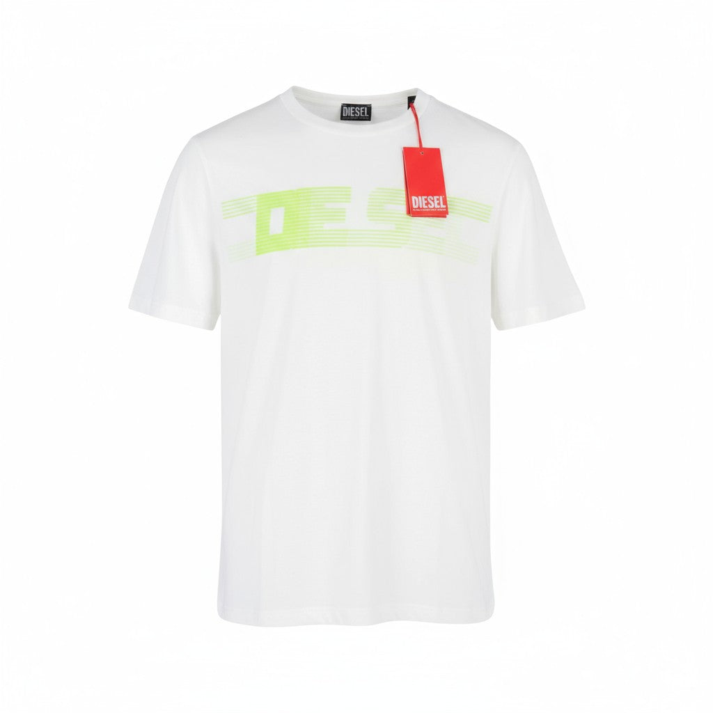 DIESEL T-Just-E19 Men T-Shirt L Short Sleeve Crew Neck Front  Tricot White