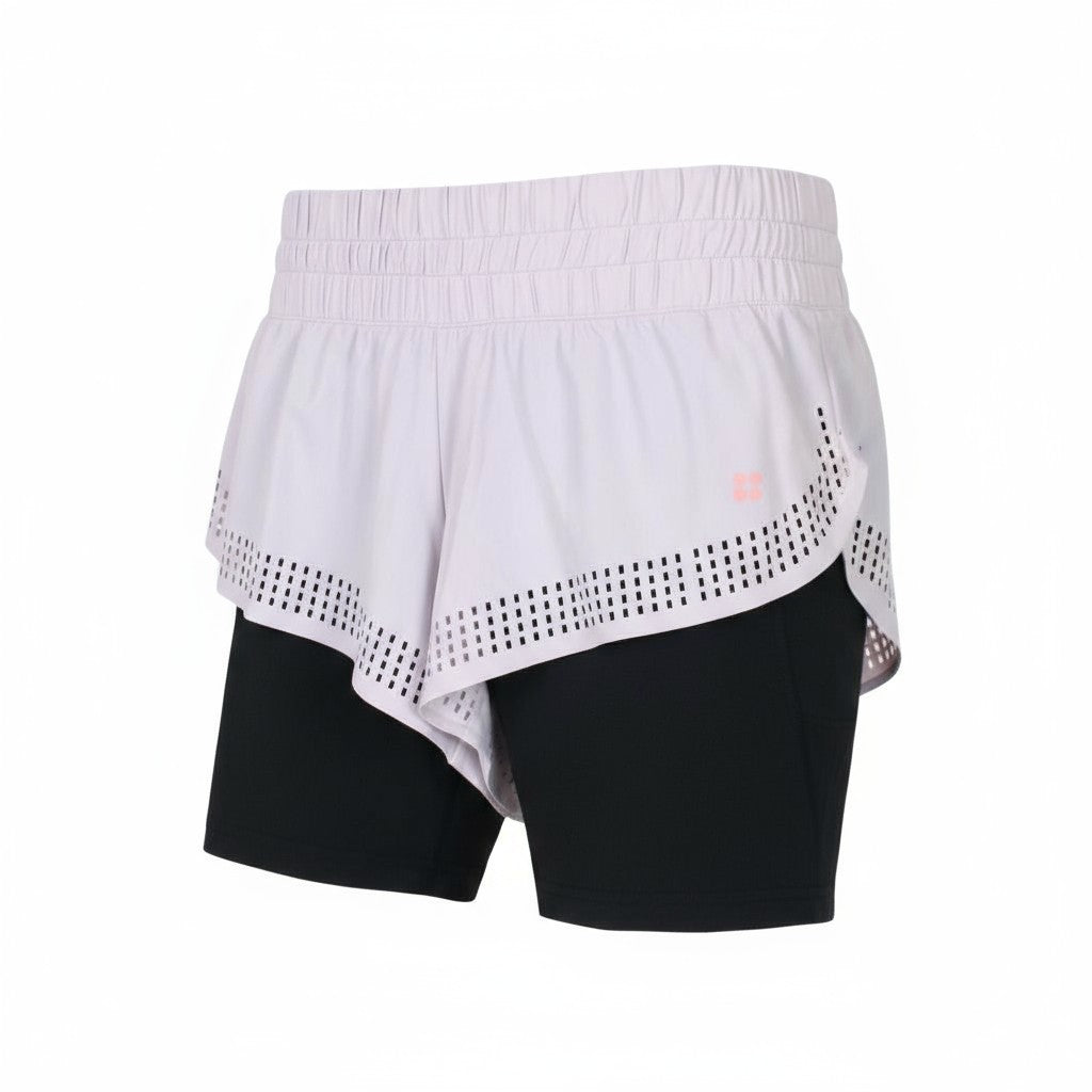 SWEATY BETTY Aerial 2in1 Women's Sport Short S Pink Detachable Workout Dance