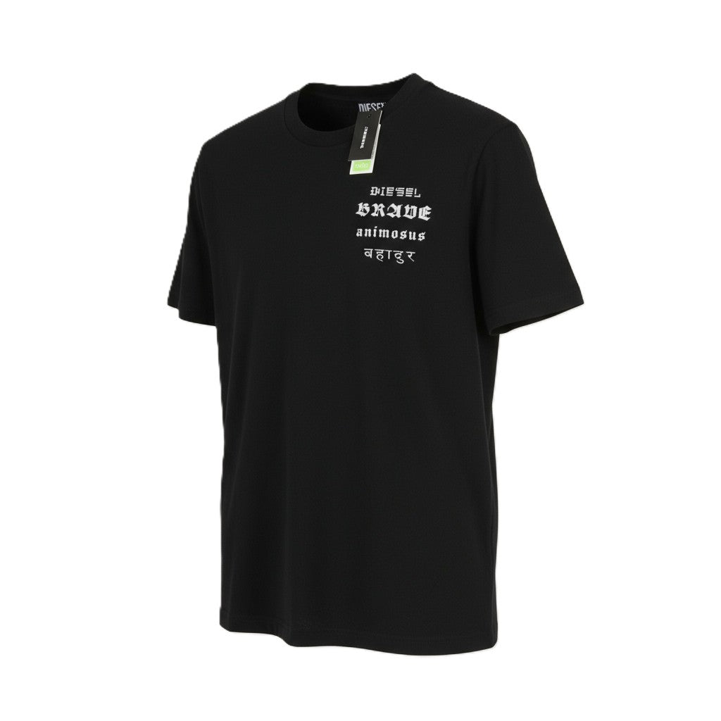 DIESEL T-Just-B59 Men's T-Shirt M Black Short Sleeve Crew Collar Tricot Recycled