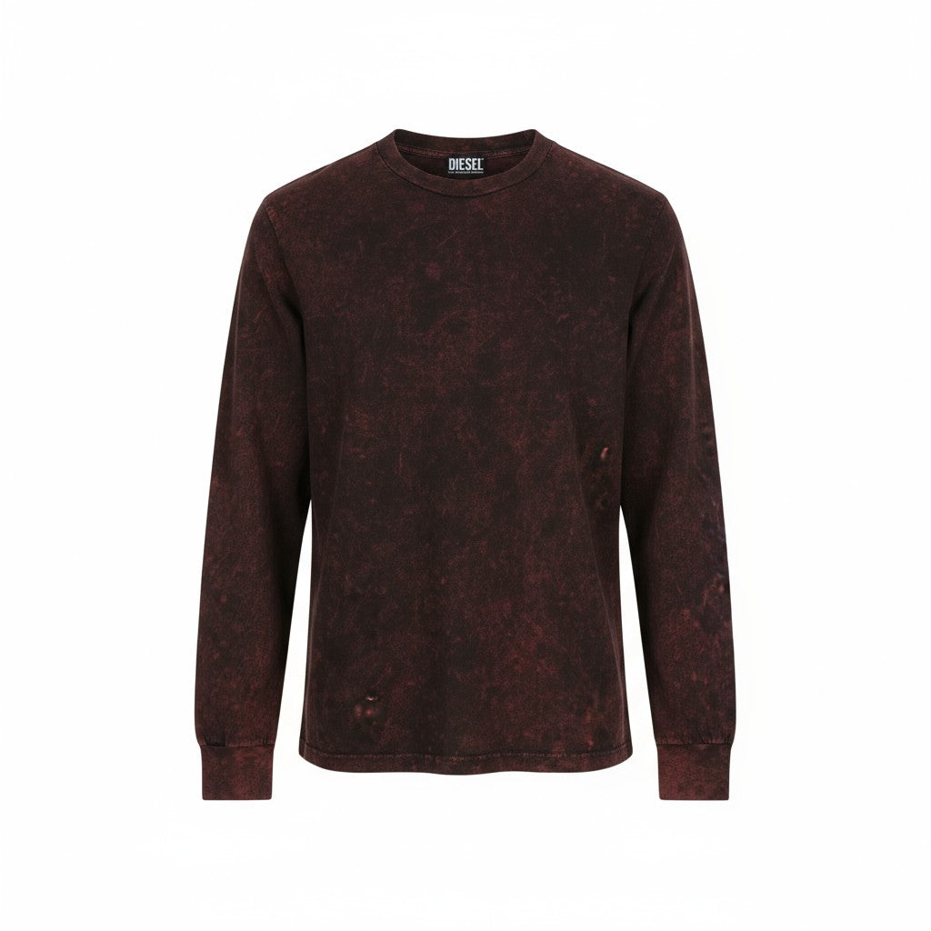 DIESEL T-Glyn Mens T-Shirt M Long Sleeved Acid Wash Effect Crew Neck  RRP125