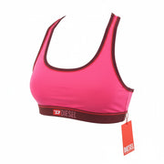DIESEL Ufsb-Mileys Women Sports Bra S Pink Sleeveless Round Neck Stretch Logo