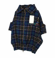 DESIGUAL Women Coat EU42 Blue Tartan Oversize Kimono Style Wool Blend Coat