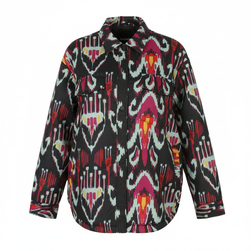 DESIGUAL Eliot Women Jacket M Colourful Abstract Print Padded Snap Buttons