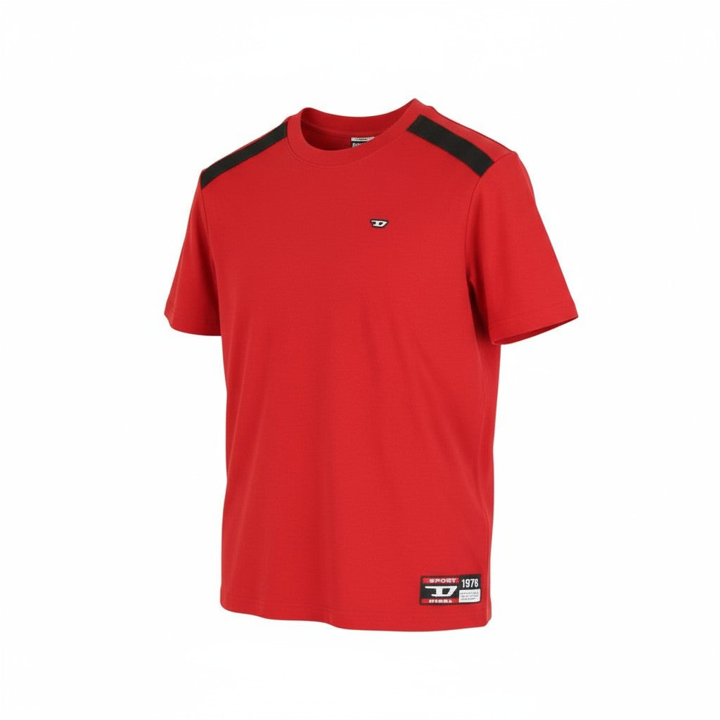 DIESEL Amtee-Freasty-HT04 Men's T-Shirt M Sport Short Sleeve Crew Neck Logo Red