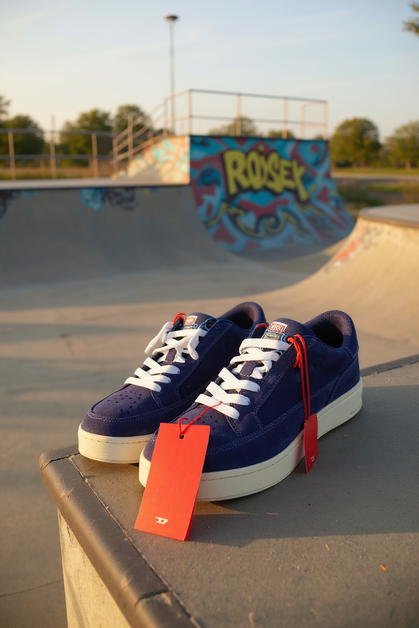 DIESEL S-Sinna Low Men Sneakers EU41 Blue Cow Leather Low Top RRP€160 Trainers