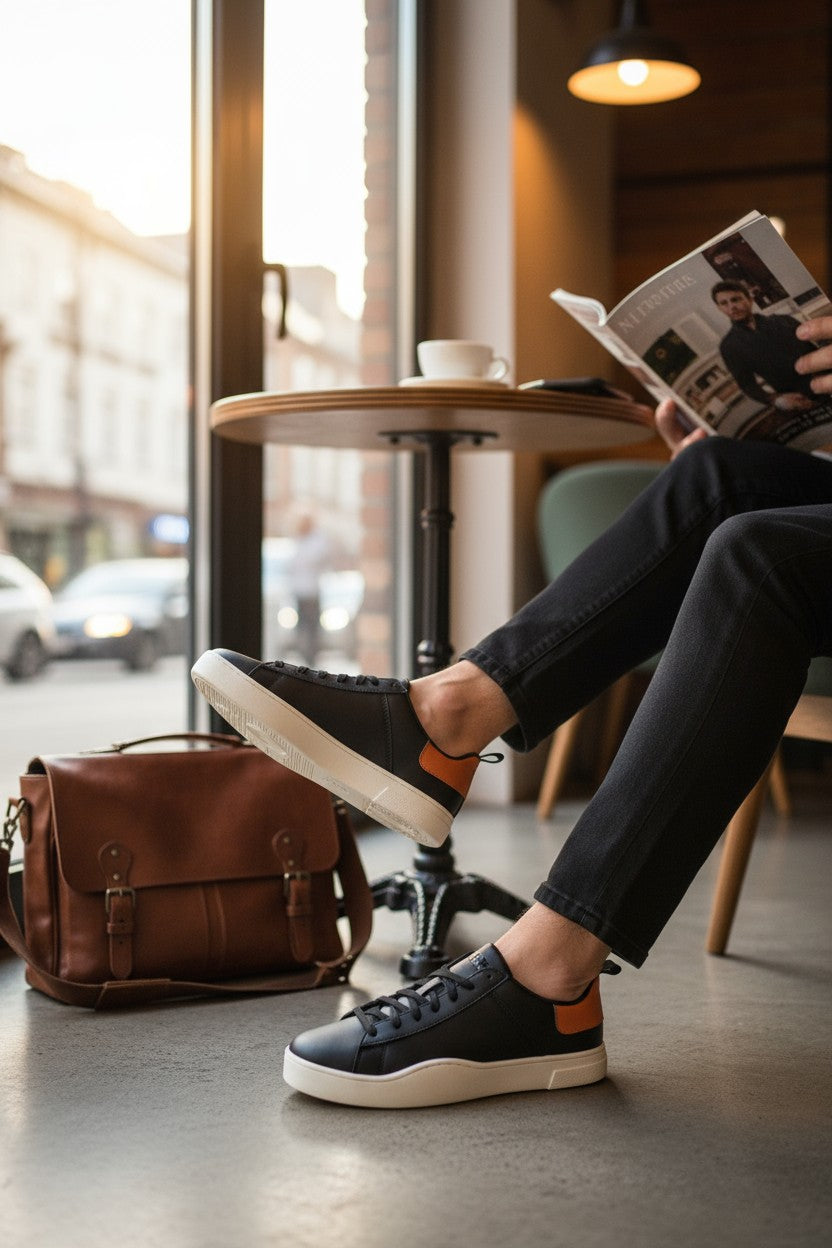 DIESEL S-Clever Low Lace Men Sneakers EU45 Black Cow Leather Almond Toe RRP120