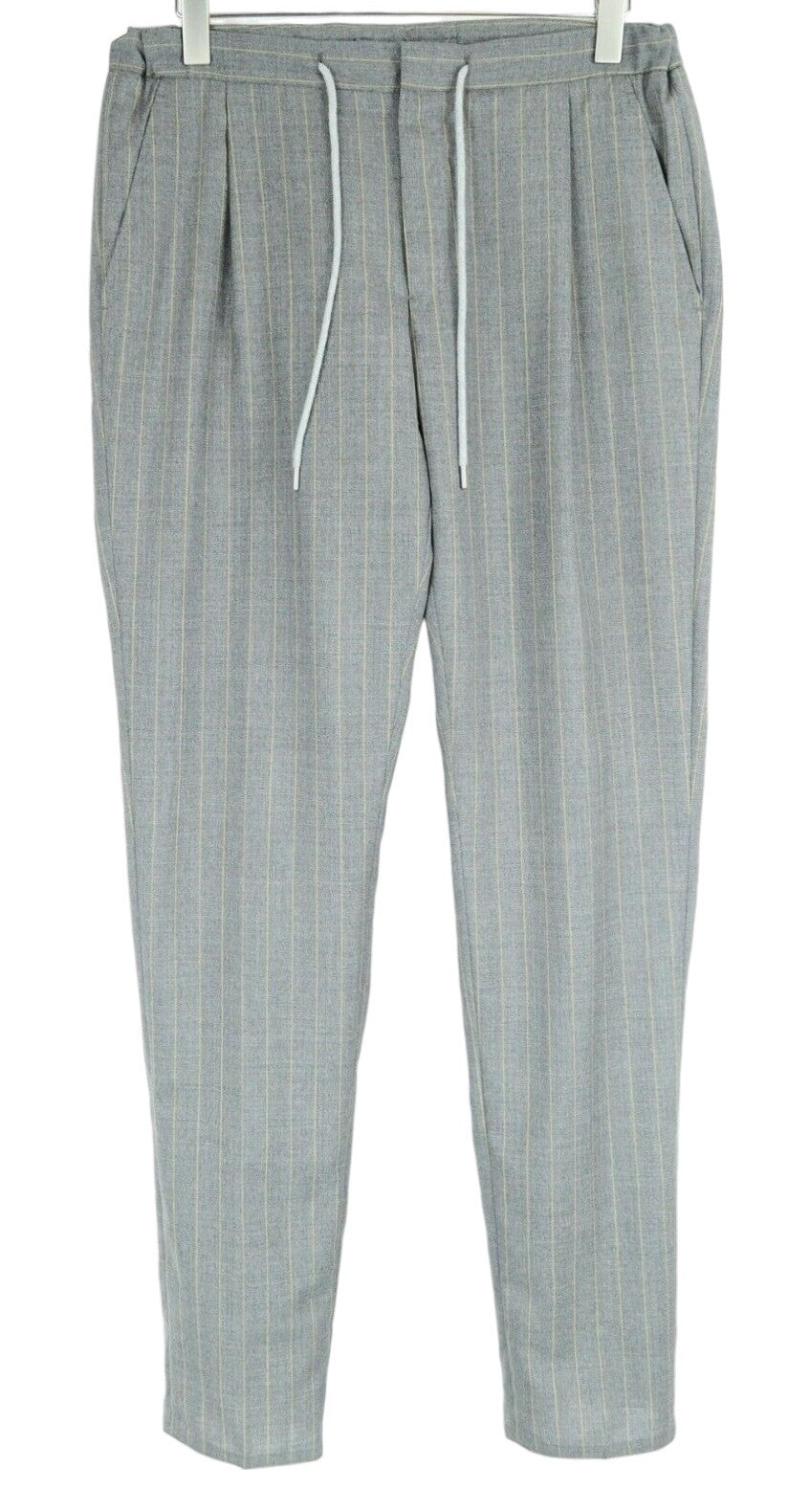 SUITSUPPLY Havana Patch Suit Mens UK38R Grey Slim 2 Pc Wool Lined Stripe