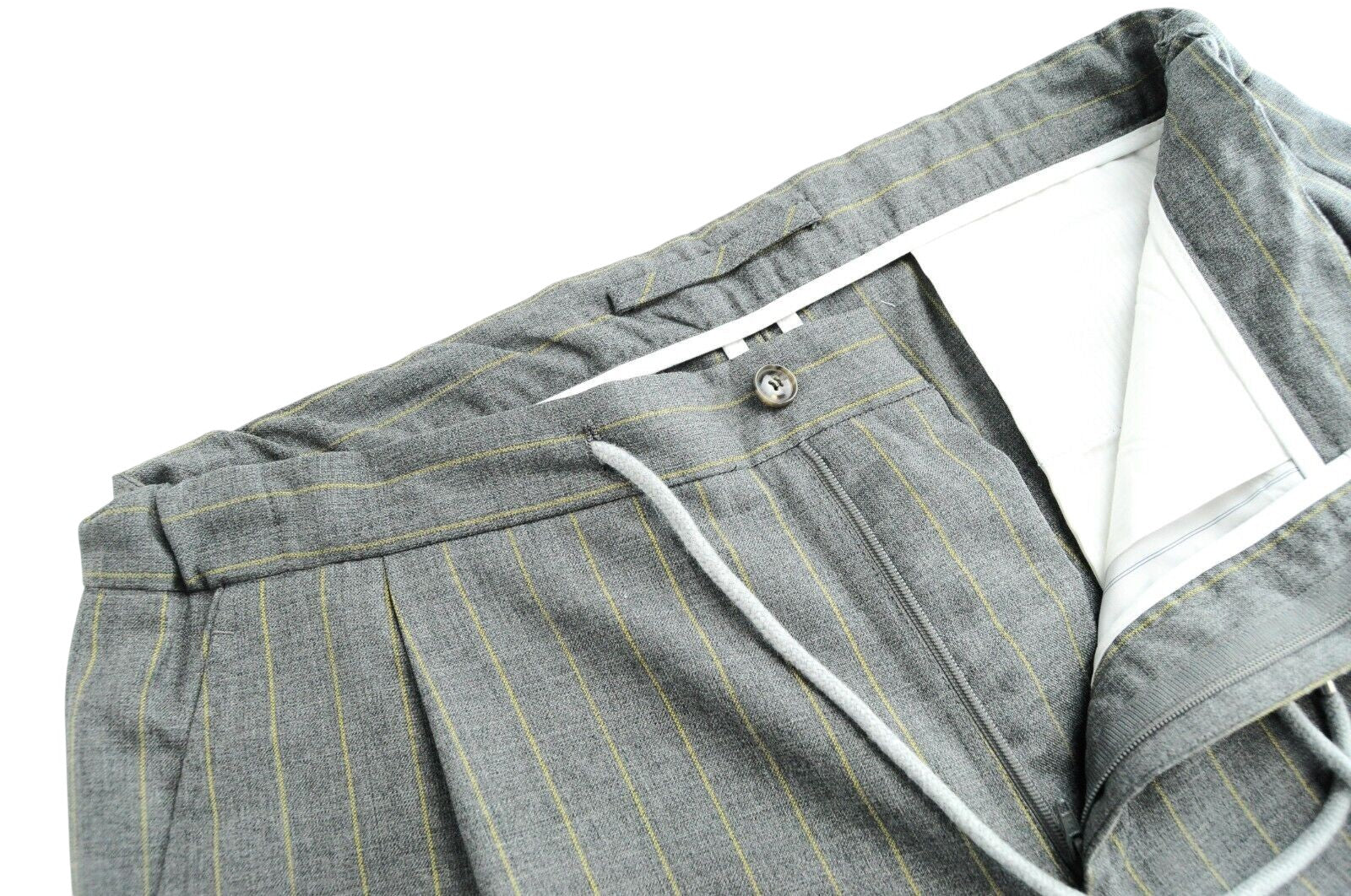 SUITSUPPLY Havana Patch Suit Mens UK38R Grey Slim 2 Pc Wool Lined Stripe