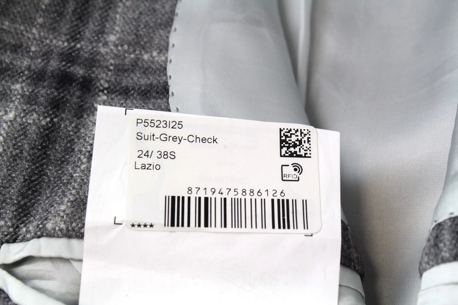 SUITSUPPLY Lazio Men`s Suit UK38S Slim Grey Wool Cashmere Silk Checked Lined