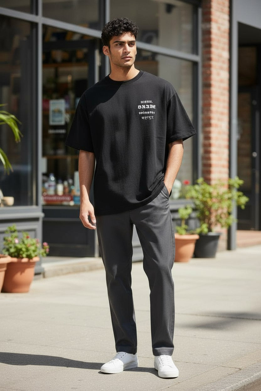 DIESEL T-Just-B59 Men T-Shirt M Black Short Sleeve Crew Neck Tricot Recycled