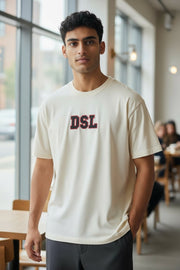 DIESEL T-Just-B85 Men's T-Shirt M Off White Short Sleeve Crew Collar Tricot Logo