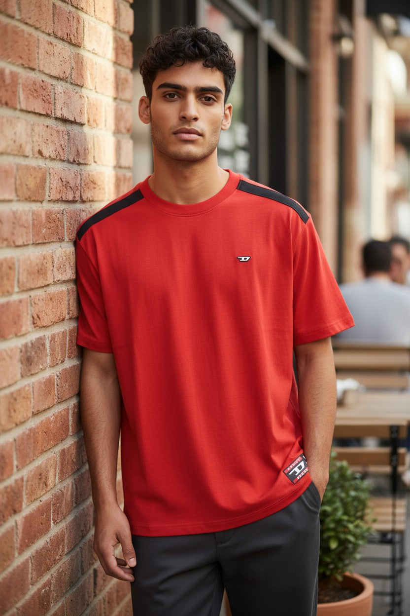 DIESEL Amtee-Freasty-HT04 Men's T-Shirt M Sport Short Sleeve Crew Neck Logo Red