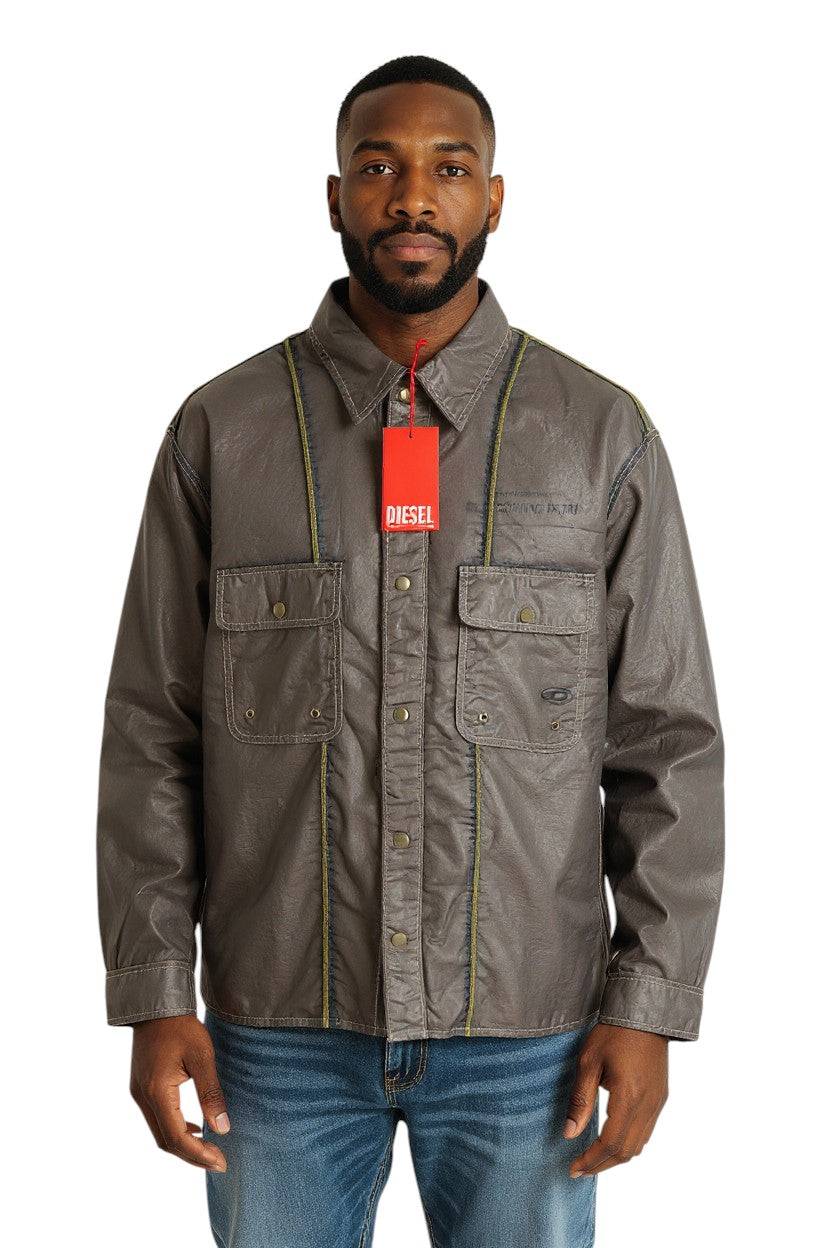 DIESEL S-U24 Men Jacket L Windbreaker Snap Buttons Coated Neck RRP€275