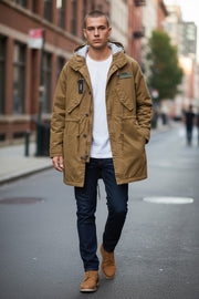 DIESEL W-Miles Men Jacket L Brown Removable Lining Hooded Padded RRP€475