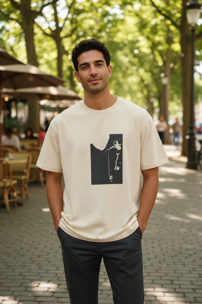 DIESEL T-Diegor-C2 Men T-Shirt 2XL Beige Short Sleeve Crew Neck Tricot Printed