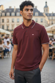 DIESEL T-Smith-D Mens T-Shirt L Short Sleeve Polo Neck Cotton Burgundy