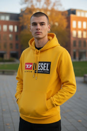 DIESEL S-Girk-Hood-Cuty Men Hoodie S Yellow Pullover Kangaroo Oversized RRP140