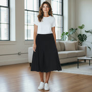 GANT Washable Stretch Wool Women Skirt EU36 Dark Blue Pleat Lined Knee Length