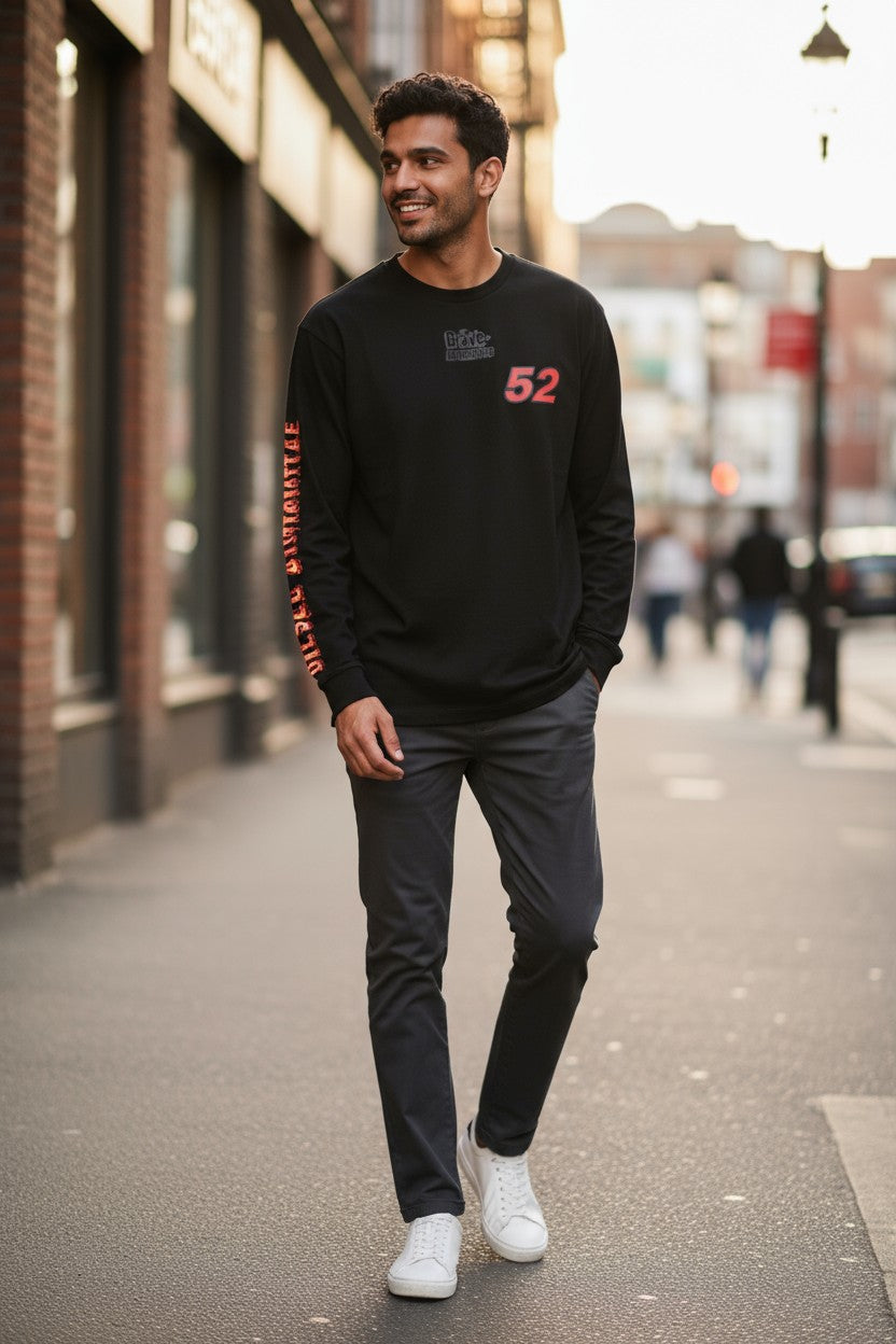 DIESEL T-Just-LS-C3 Men T-Shirt M Black Cotton Crew Neck Long Sleeved