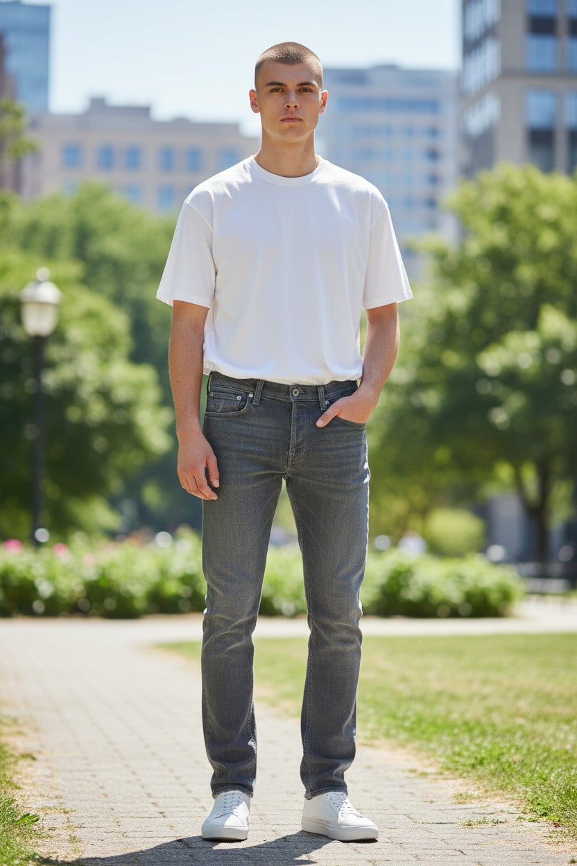 NUDIE JEANS Tight Long John Men's Jeans W33/L32 Organic Charcoal Slim Fit Washed