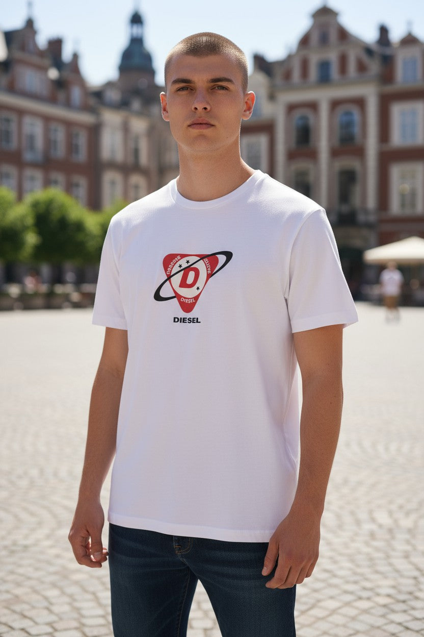 DIESEL T-Diegos-K24 Men's T-Shirt M White Short Sleeve Crew Neck Cotton Tricot