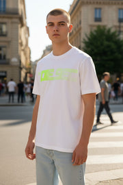 DIESEL T-Just-E19 Men T-Shirt L Short Sleeve Crew Neck Front  Tricot White