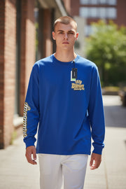 DIESEL T-Diegos-LS-K27 Men T-Shirt M Mid Blue Pullover Crew Collar