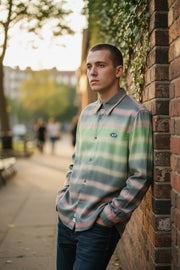 DIESEL S-Tucker-Stripe Men Shirt L RRP€150 Pattern Button Up Spread Logo Light