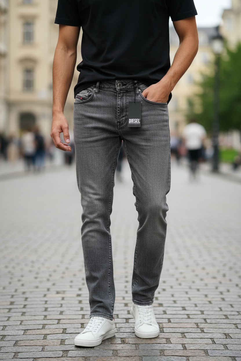 DIESEL 2019 D-Strukt R09KA Men Jeans W34/L32 Denim Grey Washed Slim Zip RRP225