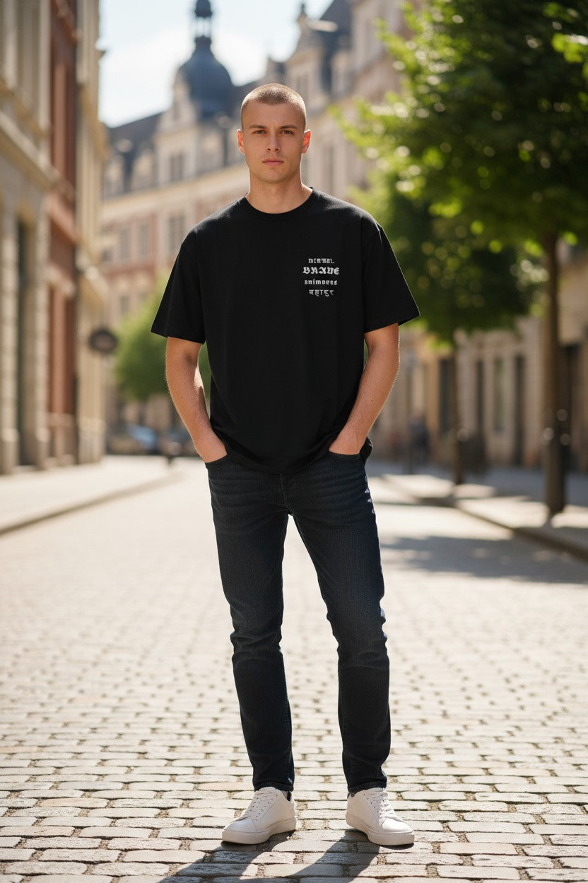 DIESEL T-Just-B59 Men's T-Shirt M Black Short Sleeve Crew Neck Tricot Recycled