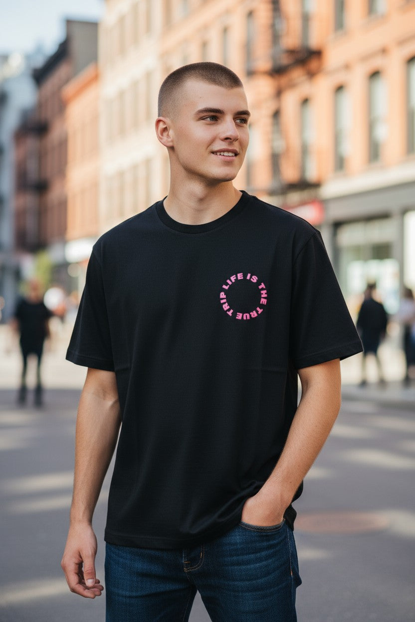 DIESEL T-Diegos-B7 Men's T-Shirt M Black Short Sleeved Crew Collar  Tricot