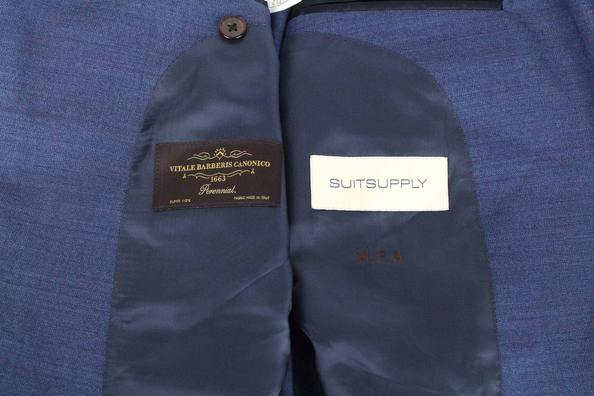 SUITSUPPLY La Spalla Men's Suit UK48R Blue 3-Piece Pure Wool Single-Breast
