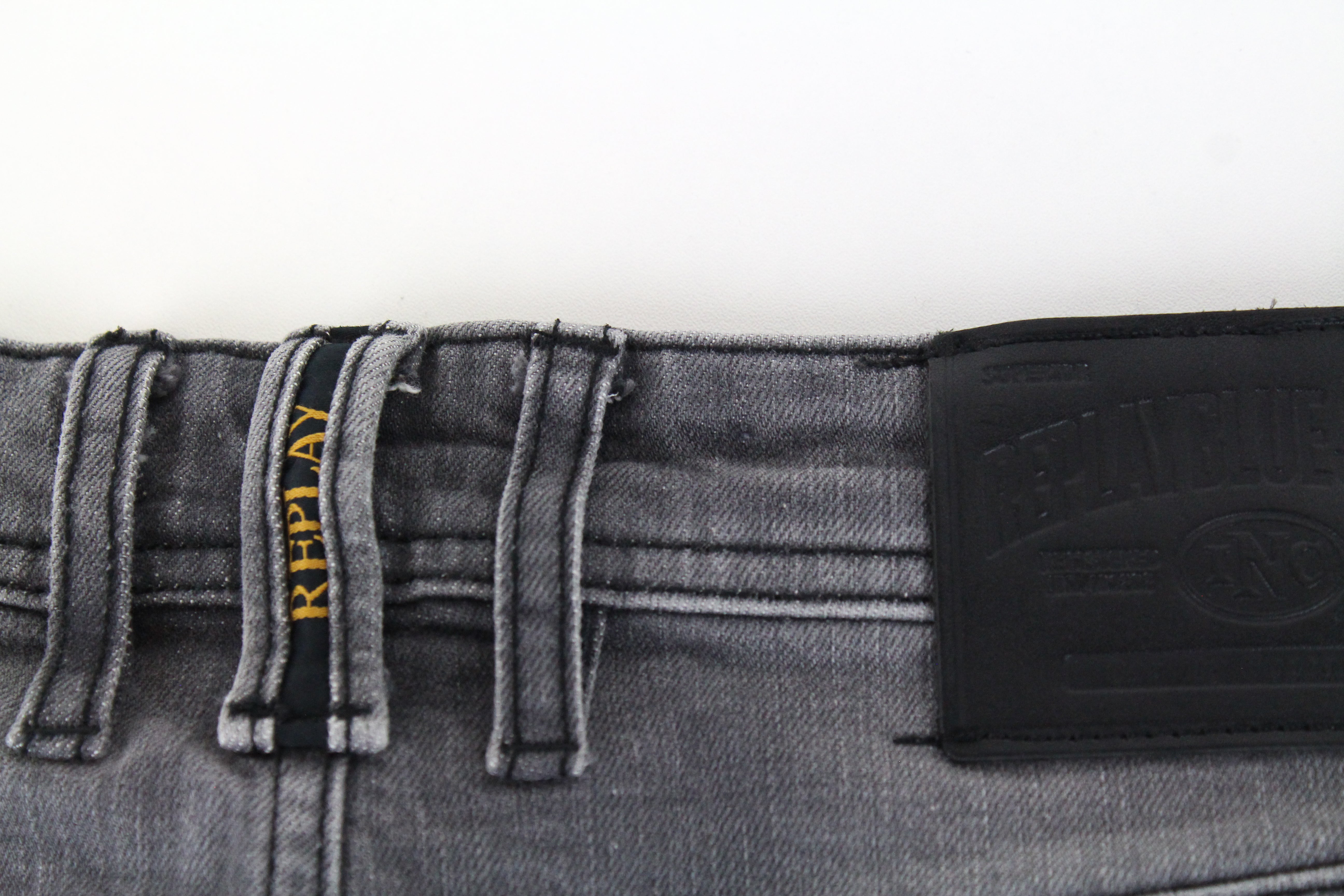 REPLAY Grover Men Jeans W29/L32 Straight Fit Cotton Stretch Grey Selvedge